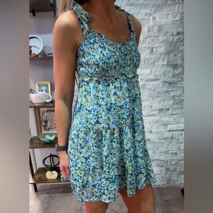 NWT Altar'd State Blue and Yellow Floral Mini Dress